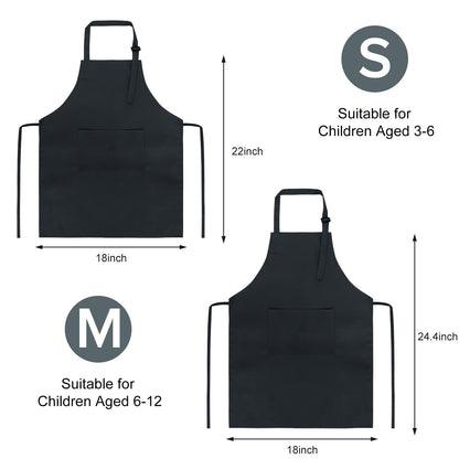 SINLAND Kids Apron with Pocket 2 Pack Adjustable Children Chef Apron for Cooking Baking Painting (M: 6-12 Years)…