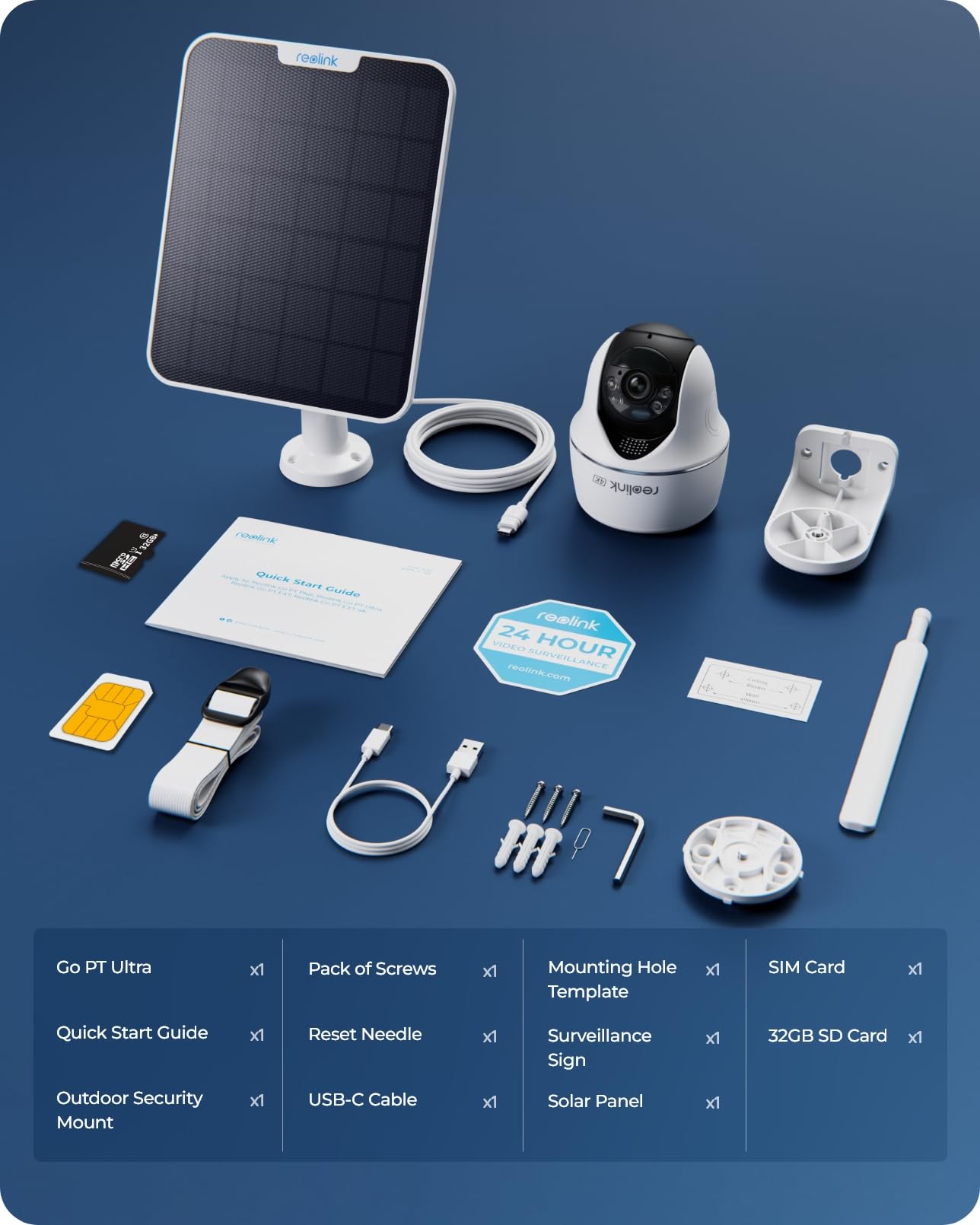 REOLINK 4K LTE Cellular Security Camera Wireless Outdoor, No WiFi, 3G/4G LTE, Solar Powered, SIM Card+32GB SD Card Included, Color Night Vision, Local/Cloud Storage, Go PT Ultra+SP, Updated Version