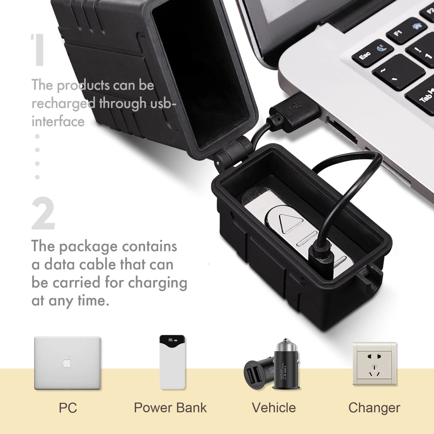 SOMGEM Cigarette Case with USB Rechargeable Electric Lighter for Whole Package Cigarettes 20pcs, Waterproof Cigarette Holder for Outdoor Camping Hiking