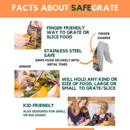 SAFEGRATE Grater Guard for Cutting Vegetables/Grating with Mandoline Slicer, Stainless Steel Protector for Food, Dishwasher Safe Finger Guard