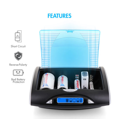 Tenergy T9688 LCD AA/AAA/C/D/9V NiMH/NiCd Battery Charger + Premium 26-Cell NiMH Rechargeable Battery 8AA/8AAA/4C/4D/2 9V Batteries