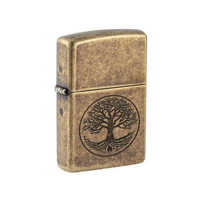 Zippo Tree of Life Pocket Lighter, Antique Brass, One Size (29149)