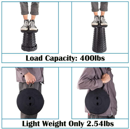 Fishboy Upgraded Collapsible Stool, 400lbs Max Weight, Lightweight But Sturdy, Portable Retractable Folding Telescoping Foldable Camping Stool for Adults Outdoor Fishing Hiking Travel BBQ