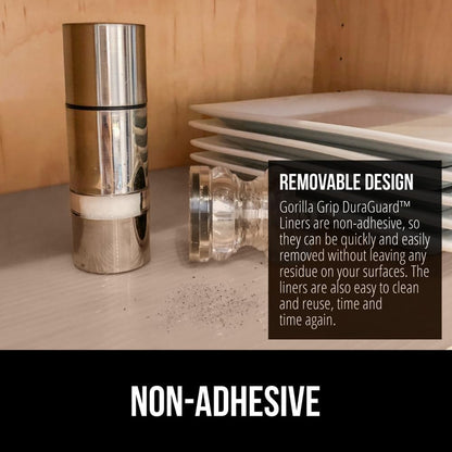 GORILLA GRIP DuraGuard Shelf Liner, Non-Adhesive Cabinet Liners for Kitchen Drawers, Shelves, Refrigerator, Pantry Storage, Bathroom Closet, Durable Waterproof BPA Free Ribbed Plastic, 12x20 Beige