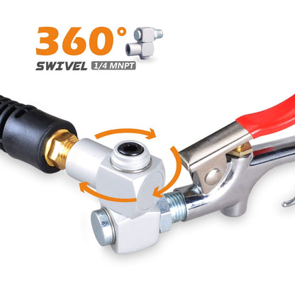 FYPower 22 Pieces Air Compressor Accessories kit, 3/8 inch x 25 ft Hybrid Air Compressor Hose Kit, 1/4" NPT Quick Connect Air Fittings, Tire Inflator Gauge, Heavy Duty Blow Gun, Swivel Plugs