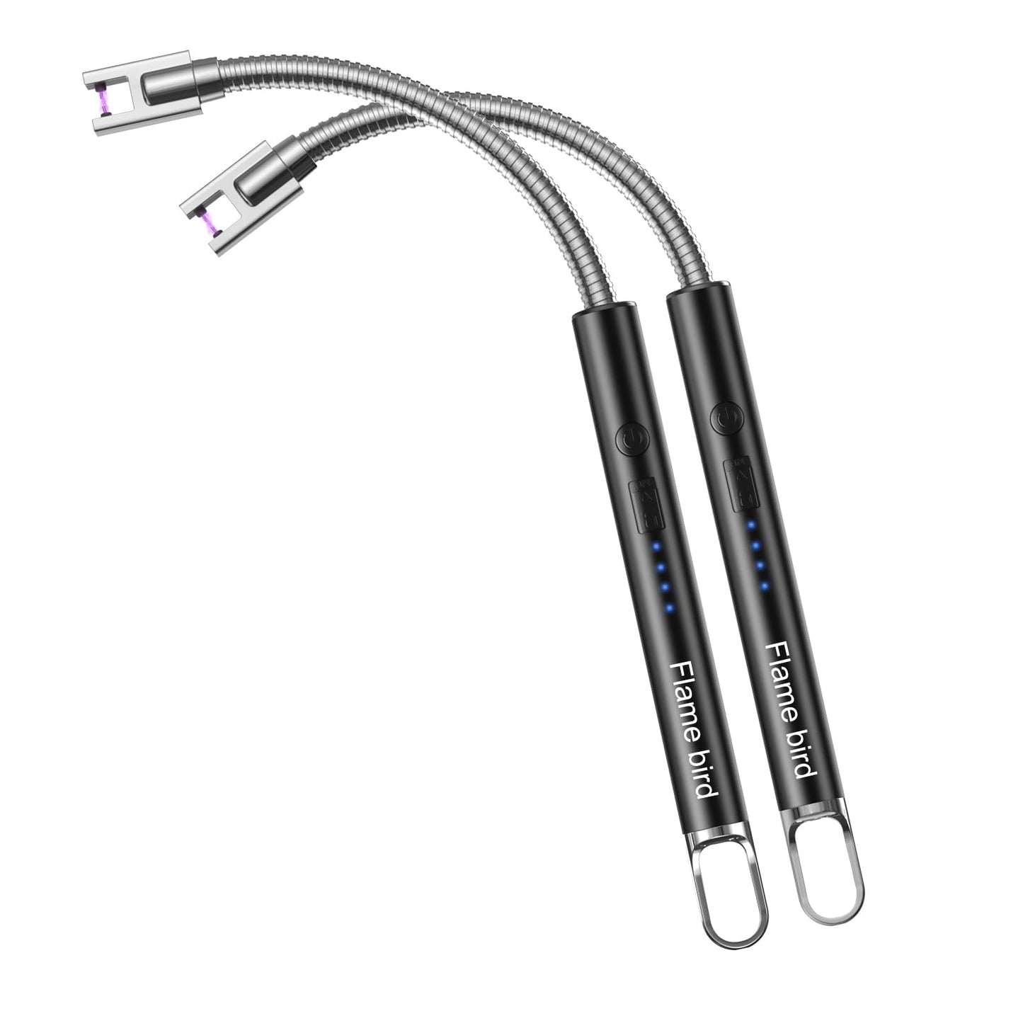 Flame bird 2 Pack Electric Candle Lighter Flameless Arc Windproof Flexible Long Neck USB Rechargeable Lighter for BBQ Grill Fireworks Camping. (Black)