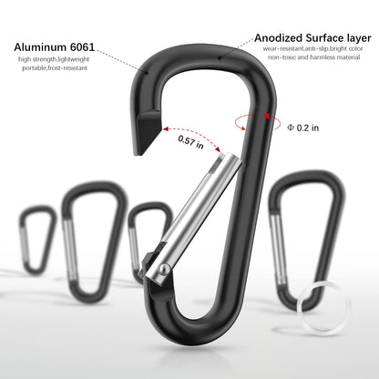 sprookber 2.28" Small Carabiner Clip Keychain, D Ring Caribeaner Clip, Key Clip Caribeener, Keychain Clip Snap Hook for Belt Buckle, Multipurpose, Set of 20 Pack