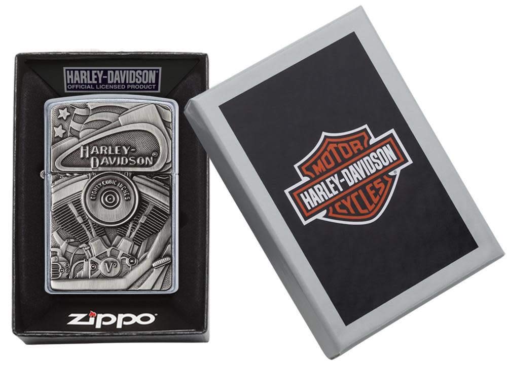 Zippo Harley-Davidson Motor Flag Emblem Street Chrome Pocket Lighter