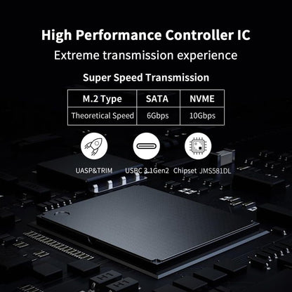 SSK Aluminum M.2 to USB NVMe SATA SSD Enclosure Reader, Tool-Free USB 3.2 Gen 2 10Gbps NVMe PCI-E 6Gbps SATA M-Key / B+M Key Solid State Drive External Adapter with UASP Trim, for SSDs 2242 2260 2280