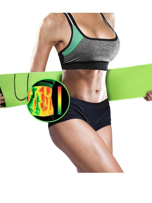 SZCLIMAX Waist Trimmers for Women and Men, Waist Trainer Belt, Sweat Band Waist Trainer for High-Intensity Training Green