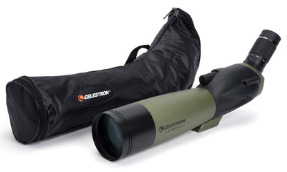 Celestron 52250 Ultima 20-60x80mm Angled Refractor Spotting Scope Telescope with Multi-Coated Optics, Waterproof Rubber Tubing and Soft Carry Case, Green