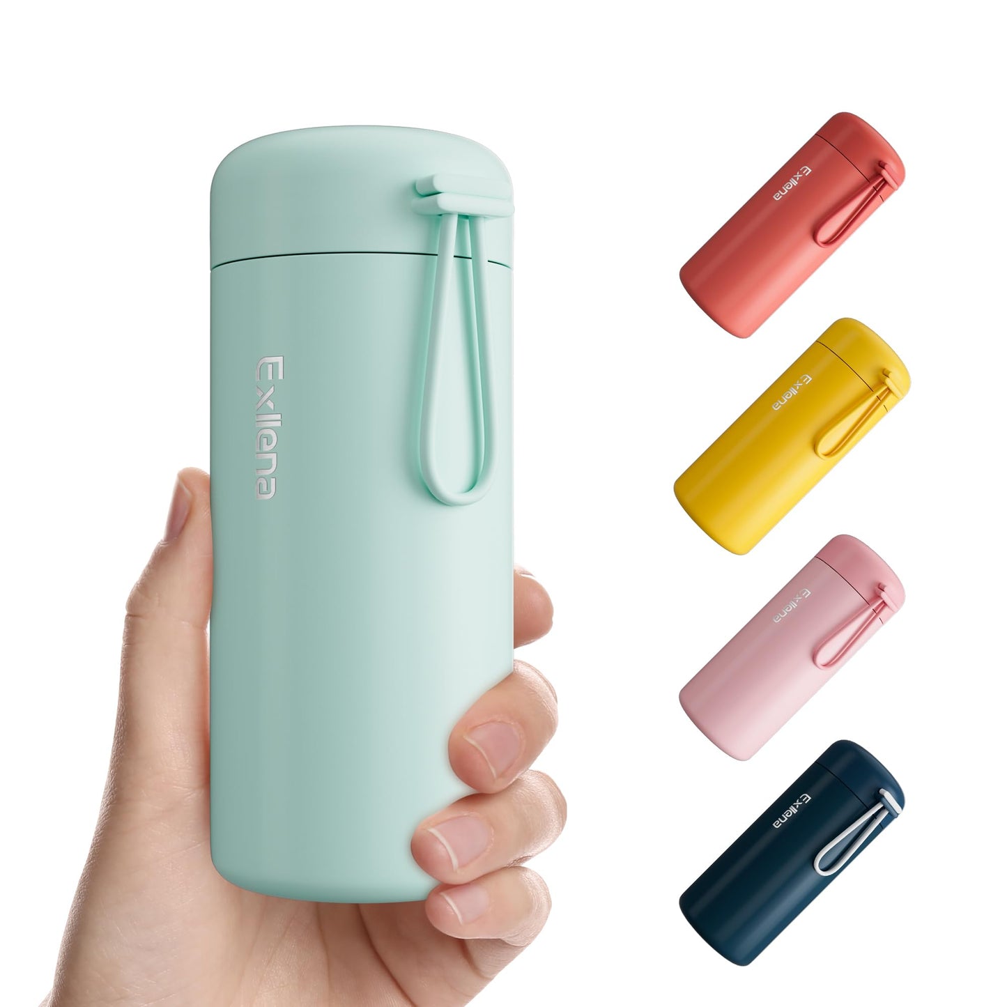 Exllena Small Water Bottle 10oz, Small Insulated Water Bottle for Hot&Cold Drinks, Water Bottle Purse with Carry Handle - 100% Leakproof Perfect for School, Travel...(Mint)