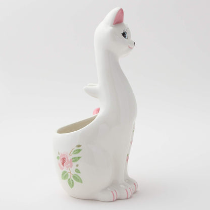 Sunart SAN1708 Cute Miscellaneous Goods Lovely Pottery Cat Toilet Brush Stand with Toilet Brush 5.1 inches (13 cm) Width Pink