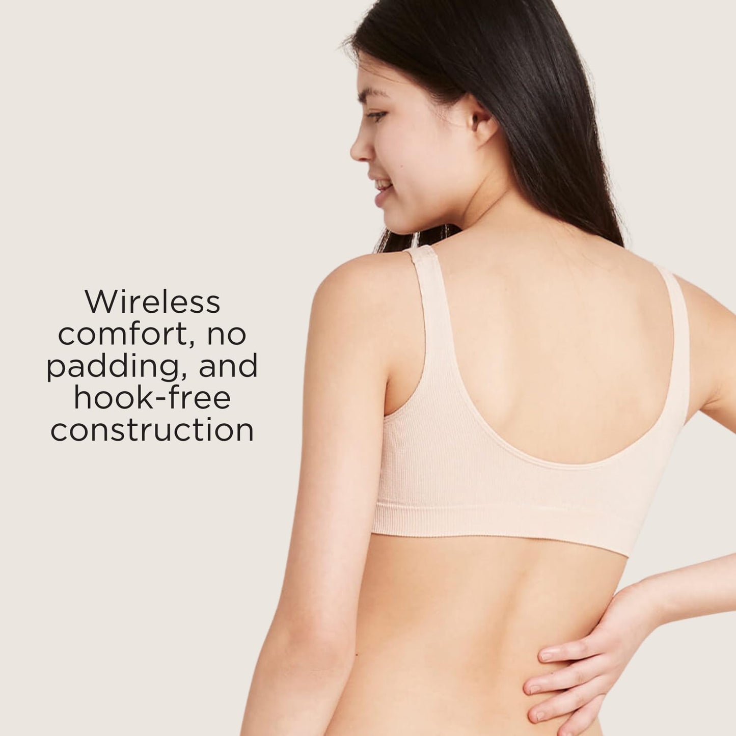 Boody Women's Shaper Bra - Crop Bralettes for Women, Pullover Womens Bras, Seamless Bras for Women - Wireless & No Padding for Light Support, Bamboo Viscose for All-Day Comfort - Nude, Small