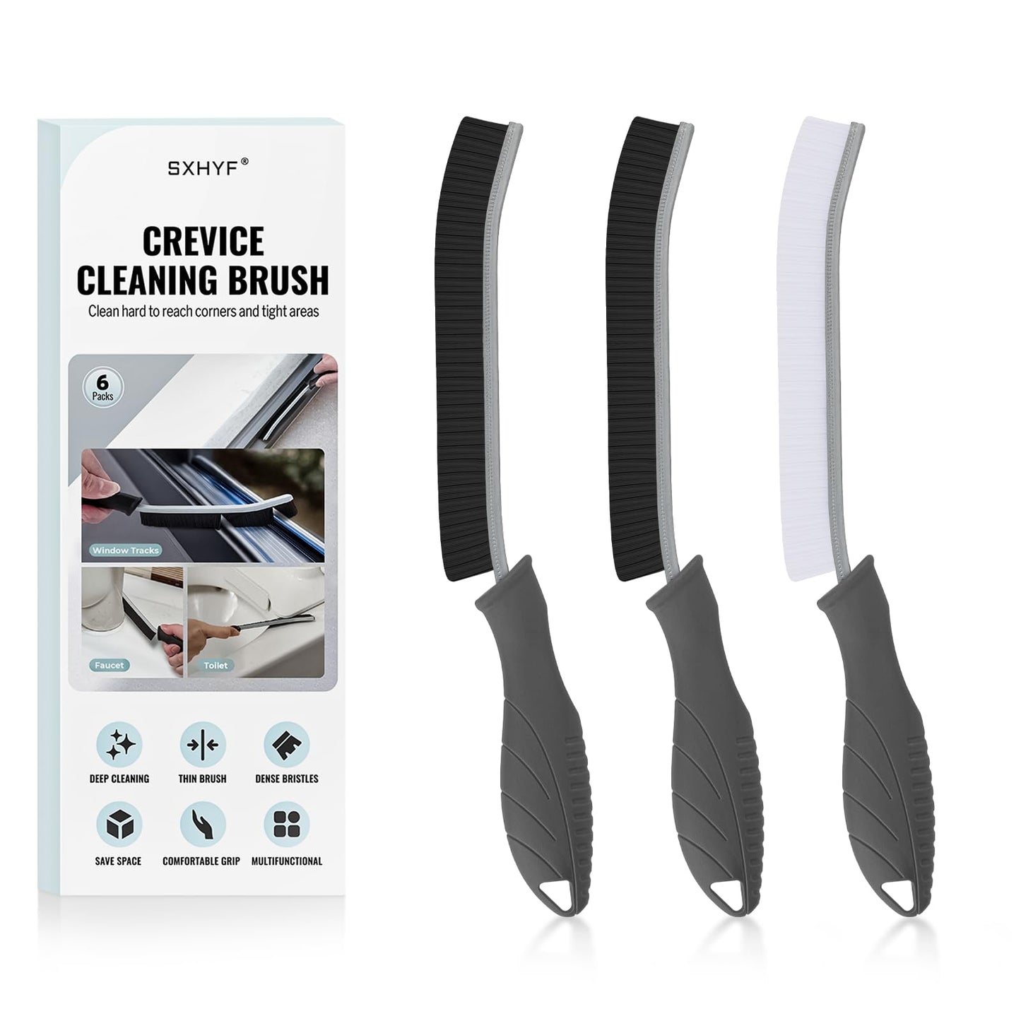 SXhyf Crevice Cleaning Brush - Grout Scrub Brush, House Cleaning Supplies, Gap Cleaning Tools, Home Essentials, Gifts for Women Men, Hard Bristle Crevice Cleaner Brush for Household Use, Bathroom