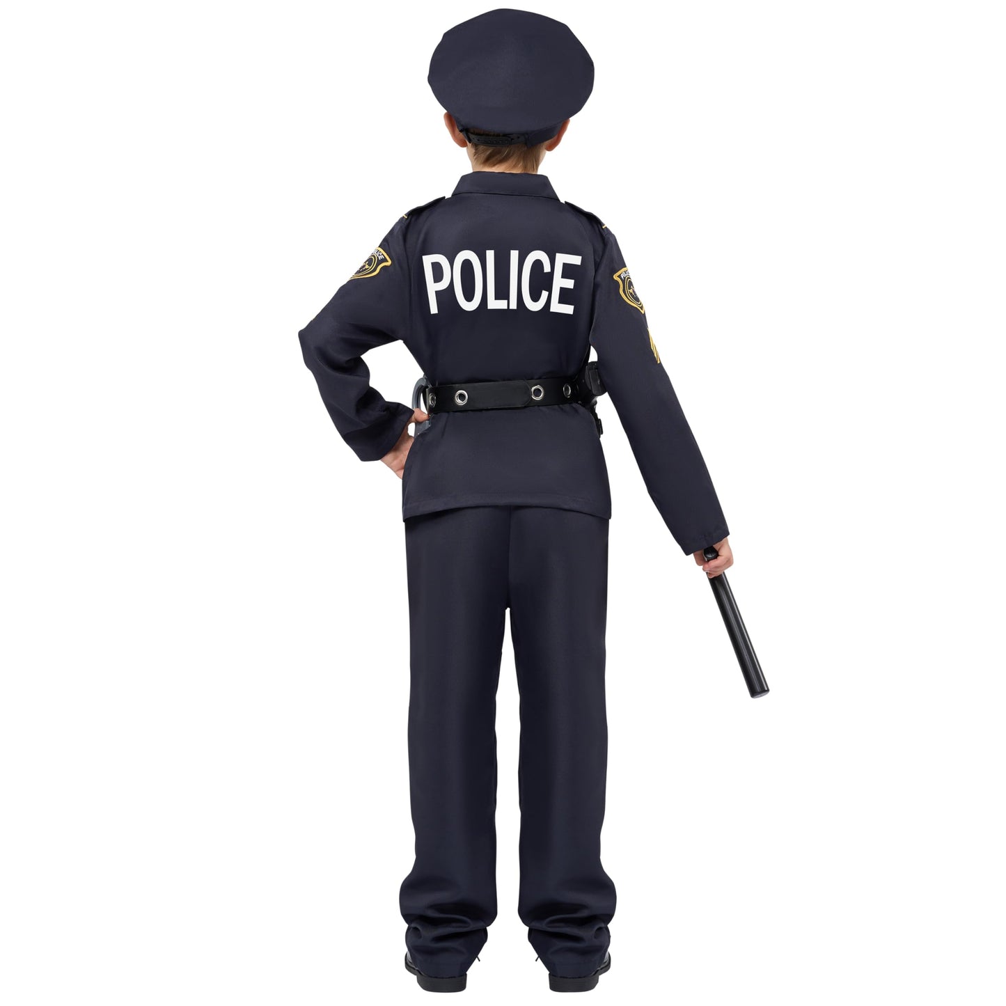 Spooktacular Creations 14PCS Halloween Police Costume for Kids, Black Police Officer Costume for Boys, Toddler Cosplay RolePlay Themed Party (Small, 5-7 yrs)