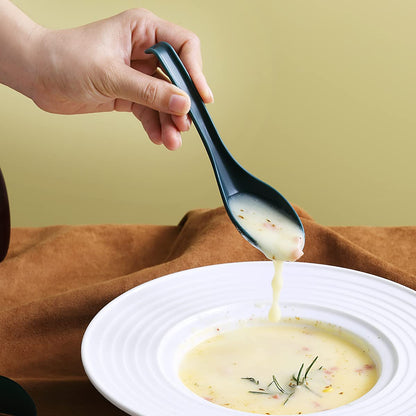 Evanda Soup Spoon, ECO Friendly Dinner Spoon,Made of Food Grade PP, BPA Free,Easy Clean,Dishwasher Safe Set of 12(Dark Green)