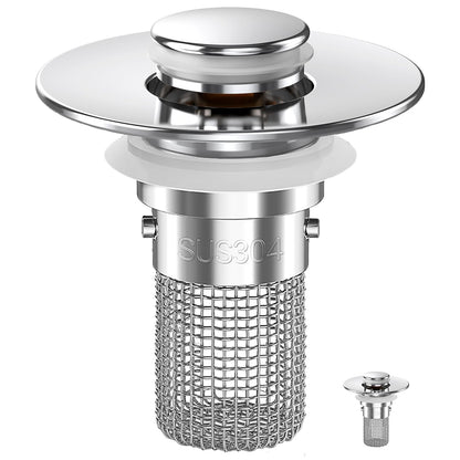 Bathroom Sink Drain Strainer, Pop-up Sink Drain Strainer with Removable Stainless Steel Strainer Basket Hair Catcher, Bathroom Sink Strainer for Bathroom Sink Stopper Replacement. (1PACK)