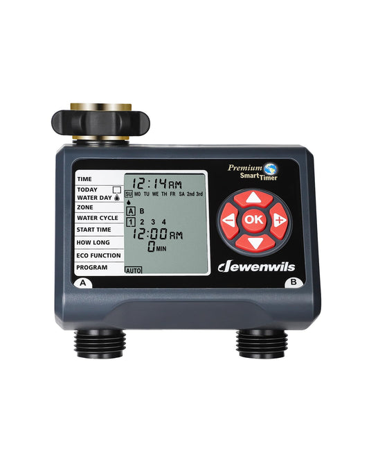 DEWENWILS Sprinkler Timer 2 Zone, Water Timer for Garden Hose, Programmable Hose Timer Faucet Watering with Automatic/Rain Delay/Manual Mode, Outdoor Irrigation Controller for Lawn, Yard