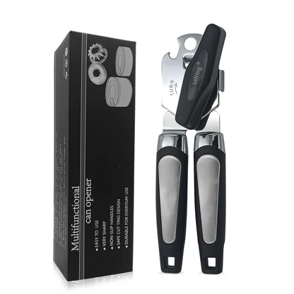 Safring Can Opener Manual, Handheld Strong Heavy Duty Stainless Steel Can Opener, Comfortable Handle, Sharp Blade Smooth Edge, Can Openers with Multifunctional Bottle Opener