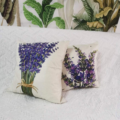 Songtec Decorative Throw Pillow Cover 18x18, Lavender Flower Garden Outdoor Patio Pillow Cushion Cases for Couch, Porch, Sofa, Bed (Insert Not Included) – Lavender
