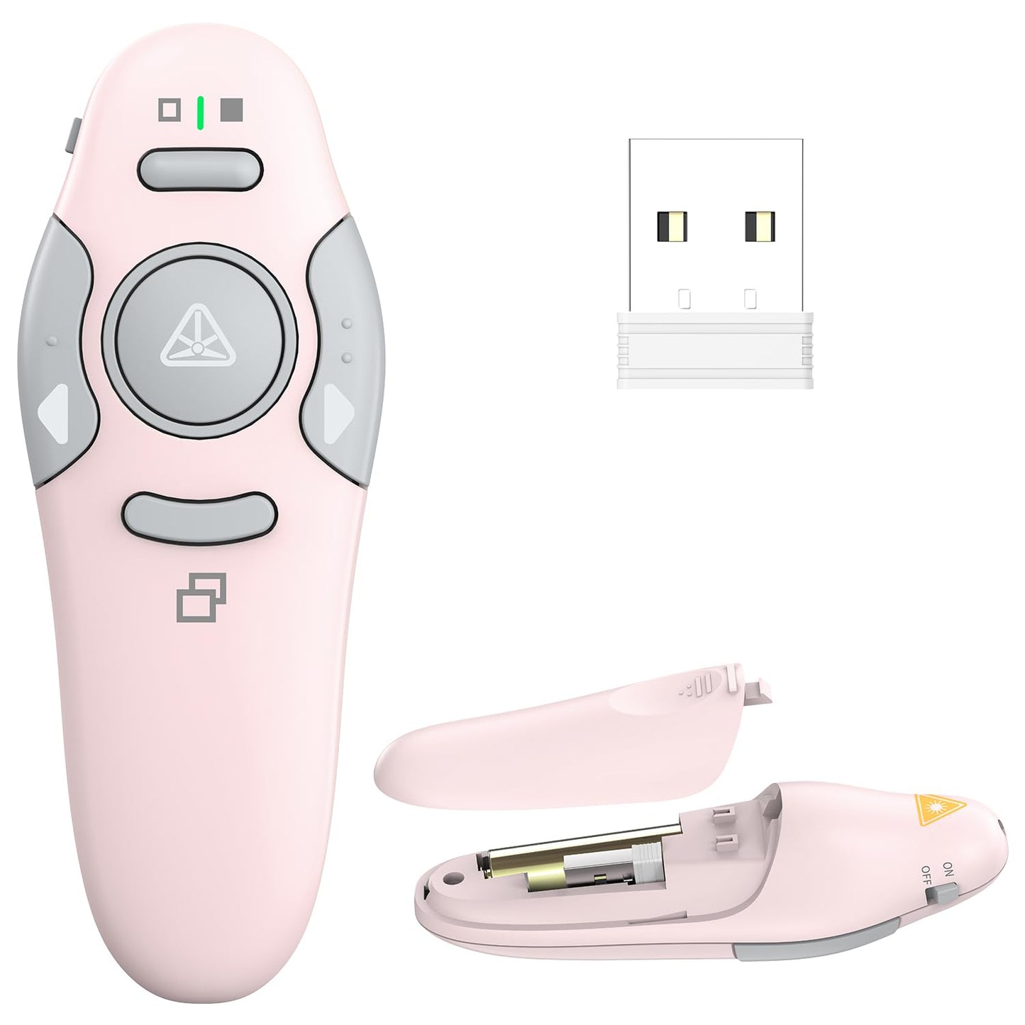 QUI Presentation Clicker Wireless Presenter Remote Clicker for PowerPoint Presentation Remote, PowerPoint Slide Advancer for Mac/Windows/Linux, Google Slide/PPT/Keynote, USB, Pink