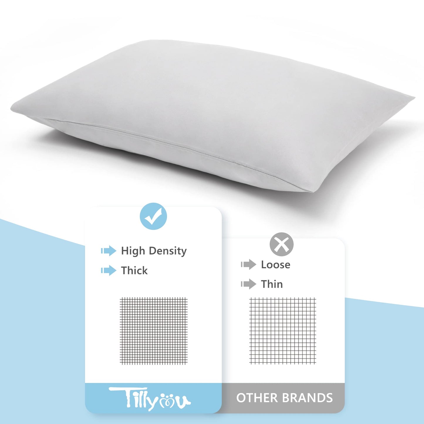 TILLYOU Toddler Pillowcase 2 Pack with Envelope Closure,13" x 18" Silky Soft Microfiber Travel Pillow Case Kids Pillowcases for Boys and Girls,Gray