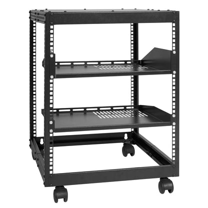 VEVOR 12U Open Frame Server Rack, 23''-40'' Adjustable Depth, Free Standing or Wall Mount Network Server Rack, 4 Post AV Rack with Casters, Holds All Your Networking IT Equipment AV Gear Router Modem