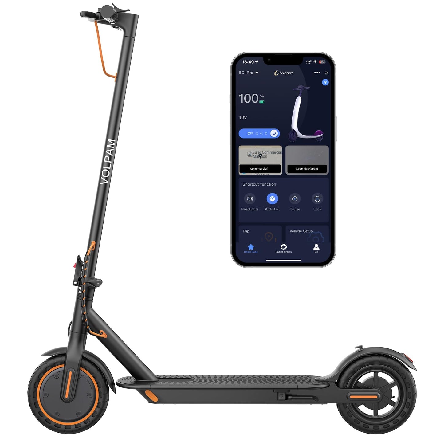 VOLPAM Electric Scooter, 350W/500W, 8.5"/10" Tires, 12/21/28 Miles Range, 16/19/22Mph, Folding E-Scooter with Dual Braking (8.5''-12Miles-350W)