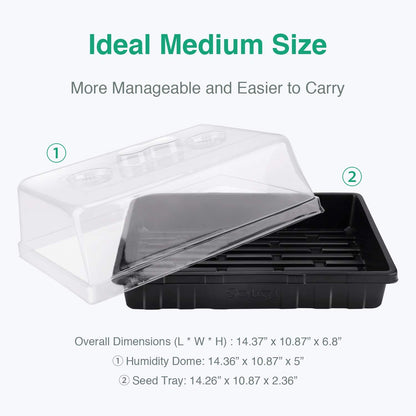 [Thick Plastic] 3-Set Strong Seed Starter Trays with 5" Humidity Domes for Seed Starting, Germination, Seedling Propagation & Plant Growing, Holds 144 Cells in Total