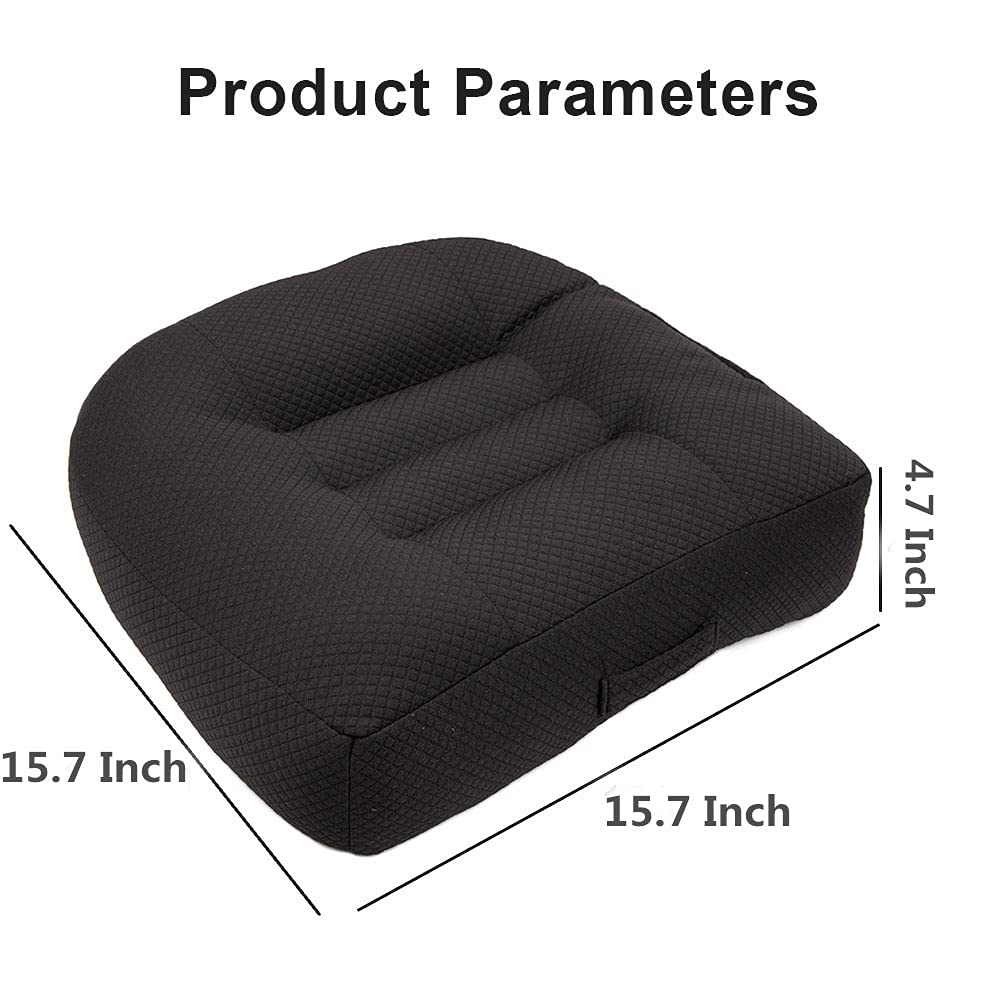 Car Booster Seat Cushion Raise The Height for Short People Driving Hip (Tailbone) and Lower Cack Fatigue Relief Suitable for Trucks, Cars, SUVs, Office Chairs, Wheelchairs (Pure Black)
