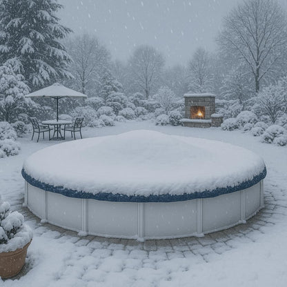Winter Block 18’ ft. Round Pool Winter Cover for Above Ground Pools - 8-Year Warranty, Cold and UV Resistant, Weatherproof and Durable, Winch & Cable Included