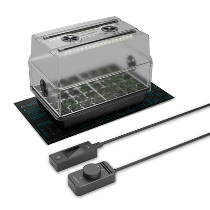 AC Infinity Heavy-Duty Humidity Dome 5x8 Germination Kit with Waterproof Seedling Mat, Full Spectrum LED Grow Light Bars, Samsung LM301H EVO Diodes, Vented Extension Panels, for Seed Starting