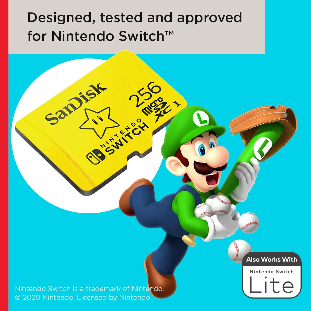 SanDisk 256GB microSD Card, Licensed for Nintendo-Switch - Made for Nintendo-Switch 1, OLED, and Lite - SDSQXAO-256G-GNCZN