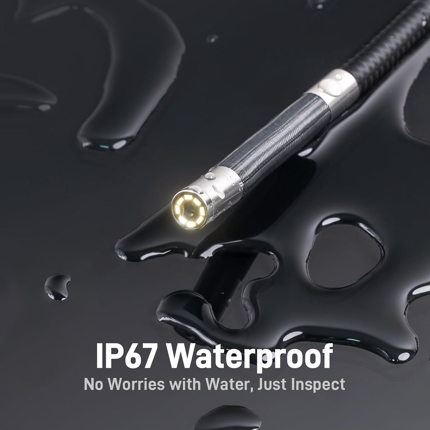 Teslong Two-Way Articulating Borescope with Light, Industrial Endoscope Inspection Camera with Articulated Probe, Flexible Mechanic Fiber Optic Snake Scope Cam for Wall Automotive Engine Inspect-5FT