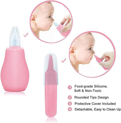 Baby Grooming Kit, Infant Safety Care Set with Hair Brush Comb Nail Clipper Nasal Aspirator,Baby Essentials Kit for Newborn Girls Boys (Pink Baby Grooming kit)