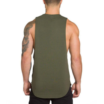 ZUEVI Men's Muscle Cut Off Tank Tops Bodybuilding Fitness Sleeveless Gym Shirts Workout Stringer Tee Shirt (ZArmy Green-L)