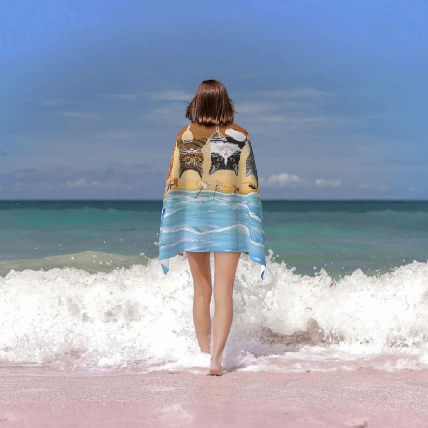 Cat Beach Towel for Women, Microfiber Beach Towels for Adults, Cute Personalized Beach Towels Bulk, Big Extra Large Beach Towels Oversized Clearance, Quick Dry Sand Free Beach Towel for Pool 30"x 60"