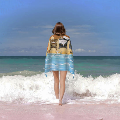 Cat Beach Towel for Women, Microfiber Beach Towels for Adults, Cute Personalized Beach Towels Bulk, Big Extra Large Beach Towels Oversized Clearance, Quick Dry Sand Free Beach Towel for Pool 30"x 60"