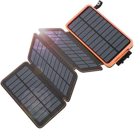Tranmix Solar Charger Power Bank 25000mAh - QC3.0 Fast Charging Solar Powered Battery Pack with 4 Foldable Panels, Waterproof Portable Charger for Outdoor Activities, Type C Input/Output