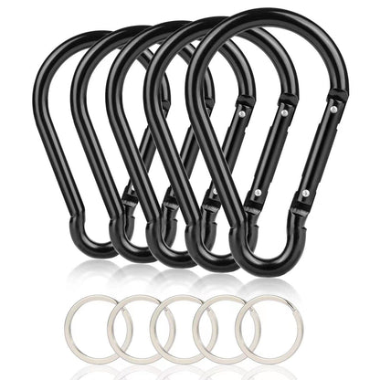 CampTek 5PCS 4"/10cm Carabiner, Extra Large 4" Aluminum Carabeaner Keychain Hook,Spring Snap Key Chain Clip
