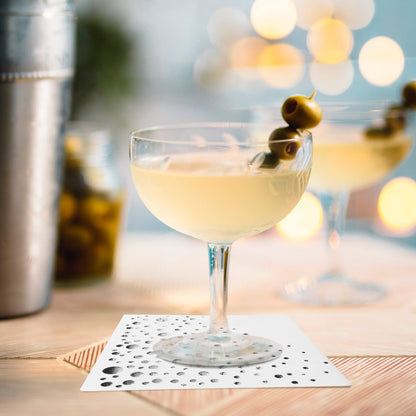 Stylish Silver & White Cocktail Napkins - 100 Disposable 5x5 Inch Wedding Napkins