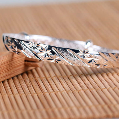 Sterling Silver Bangle Bracelets for Women, Handmade Bracelet for Women, Birthday Gifts for Women, Mom Gifts (Silver-9)