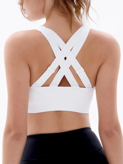 Sports Bras for Women High Support: Padded Workout Strappy Criss Cross Back Running Yoga Gym Seamless Medium Impact Push Up Crazy Girl Plus Size Bra 3 Pack Top Multipack Large Bust Breast White Black