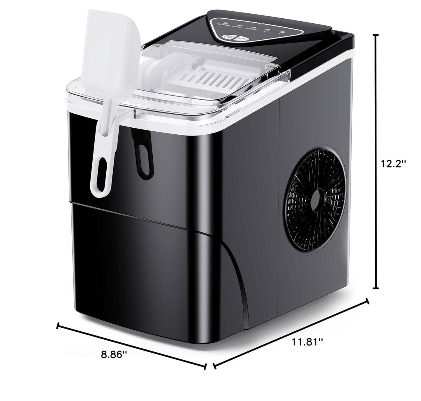 Silonn Ice Maker Countertop, 9 Cubes Ready in 6 Mins, 26lbs in 24Hrs, Self-Cleaning Ice Machine with Ice Scoop and Basket, 2 Sizes of Bullet Ice for Home Kitchen Office Bar Party