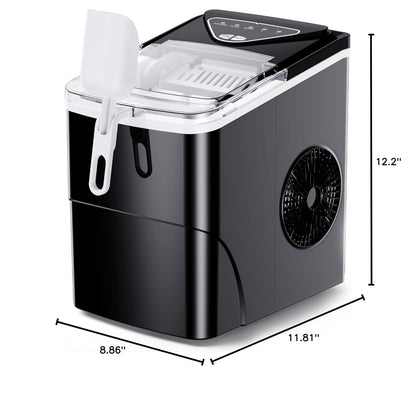 Silonn Ice Maker Countertop, 9 Cubes Ready in 6 Mins, 26lbs in 24Hrs, Self-Cleaning Ice Machine with Ice Scoop and Basket, 2 Sizes of Bullet Ice for Home Kitchen Office Bar Party
