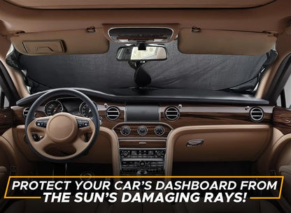 EcoNour Patented Design Car Windshield Sun Shade | Blocks 99% Heat & Keeps Interior Cool | Fits Cars, SUVs, Trucks | Automotive Sun Screen, Visor & Car Accessories for Summer | Medium (64x32 Inches)