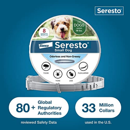 Seresto Small Dog Vet-Recommended Flea & Tick Treatment & Prevention Collar for Dogs Under 18 lbs. | 8 Months Protection