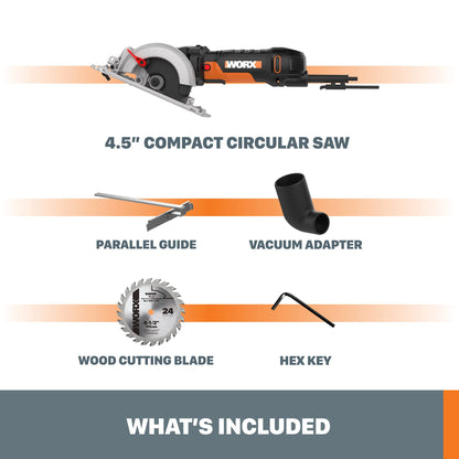 Worx WX439L 4.5 Amp WORXSAW 4.5" Electric Compact Circular Saw