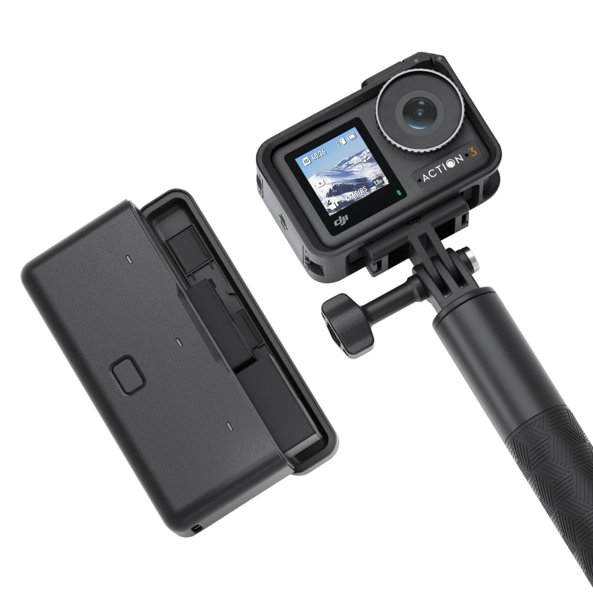 DJI Osmo Action 3 Adventure Combo, Waterproof Action Camera with 4K HDR, 10-Bit Color Depth, HorizonSteady, Cold Resistant & Long-Lasting, Extension Rod, Vlogging Camera for YouTube